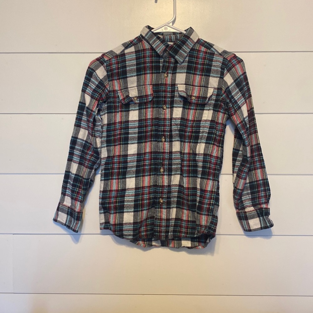 Old Navy Boys Plaid Flannel Button Down Shirt Size Medium 8